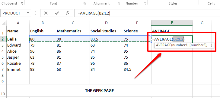 Cách tính giá trị trung bình của một nhóm ô trong Microsoft Excel 3