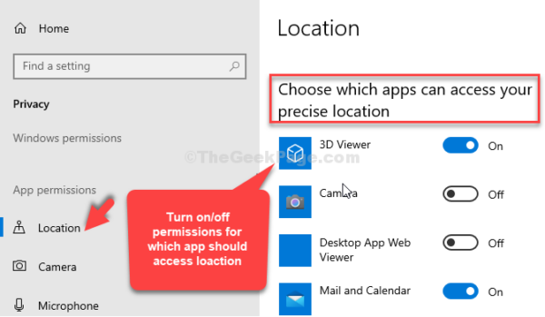 Vị trí Chọn ứng dụng nào có thể truy cập vị trí chính xác của bạn Bật hoặc tắt ứng dụng nào cần truy cập vị trí của bạn