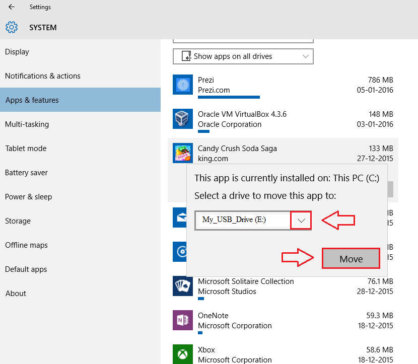 Cách di chuyển ứng dụng sang vị trí khác Windows 10 1