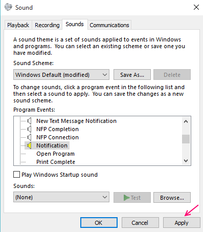 Cách tắt hoặc thay đổi âm thanh thông báo ứng dụng trong Windows 10 2
