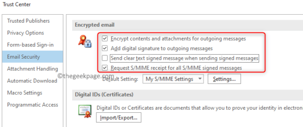 Email được mã hóa Chọn Cài đặt bắt buộc Tối thiểu