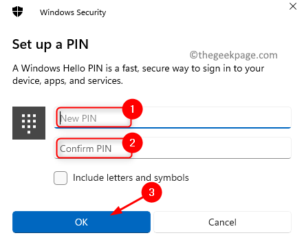 Thiết lập bảo mật Windows A Pin Min