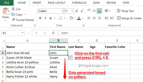 Tự động điền dữ liệu dựa trên mẫu bằng cách sử dụng Flash Fill trong Excel 27