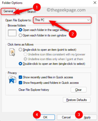 Tùy chọn thư mục Mở General File Explorer trên PC này Min